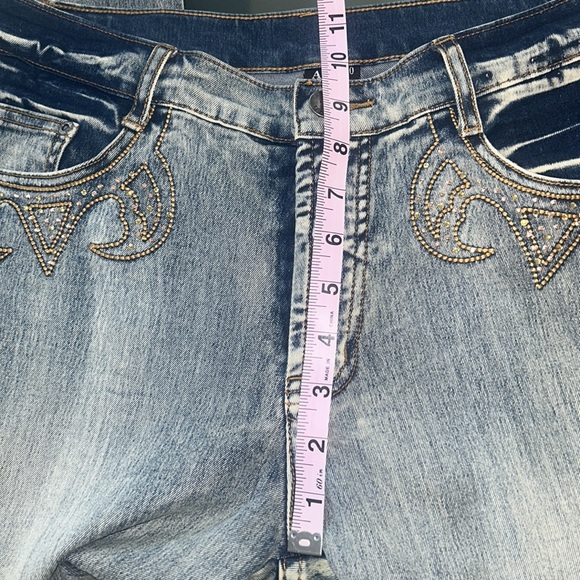 AZI Nordstrom Jeans Embellished Sparkle Bling Western Country Wide Leg sz 30 EUC - Picture 15 of 17